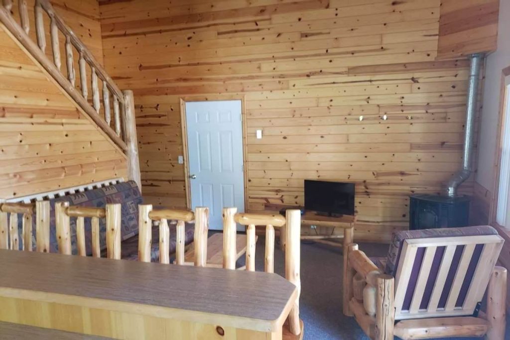 Cabin #18 - Living Room with Gas Fireplace