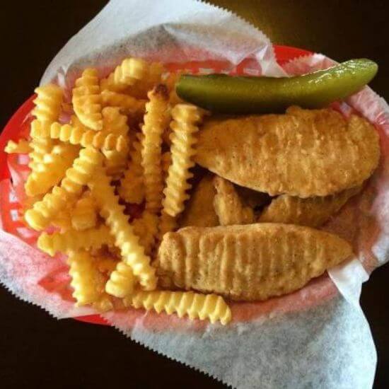 Chicken Strip Basket with Fries at Allen's Bay Lodge and Grill