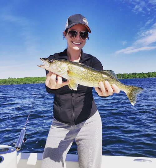 Tiana Ruzek Shows Off Her Walleye Catch on Cass Lake