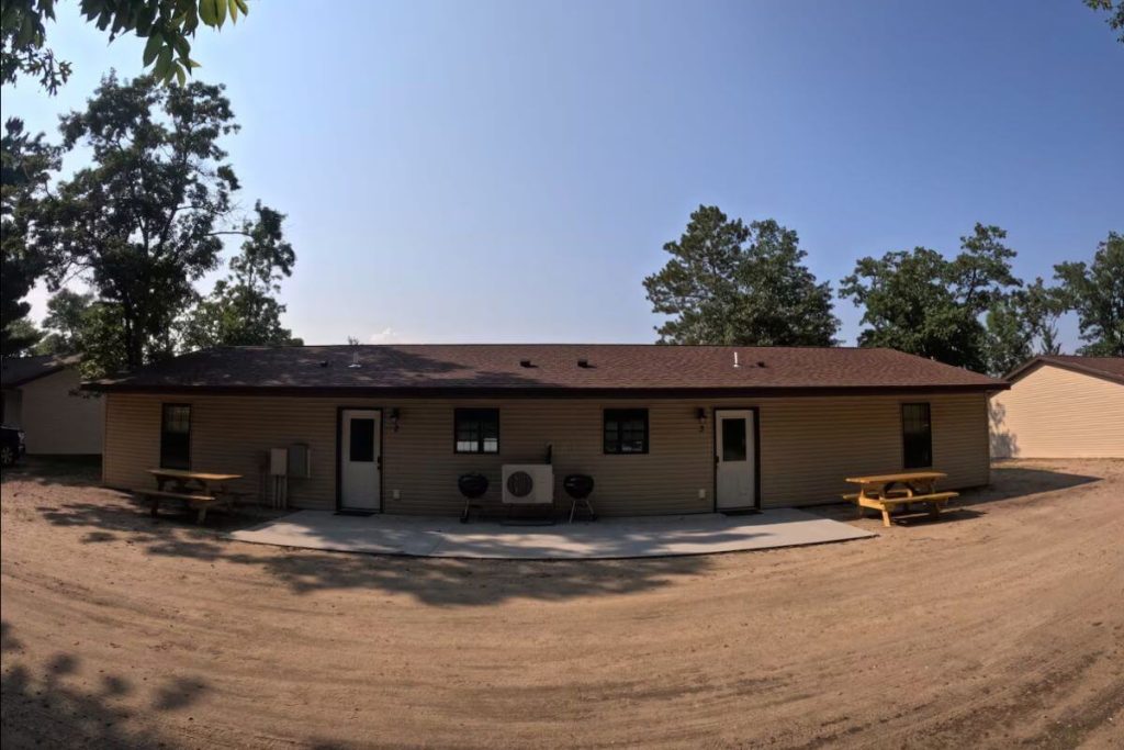 Cabin #3 - Front Exterior with Picnic Table and Weber Charcoal Grill