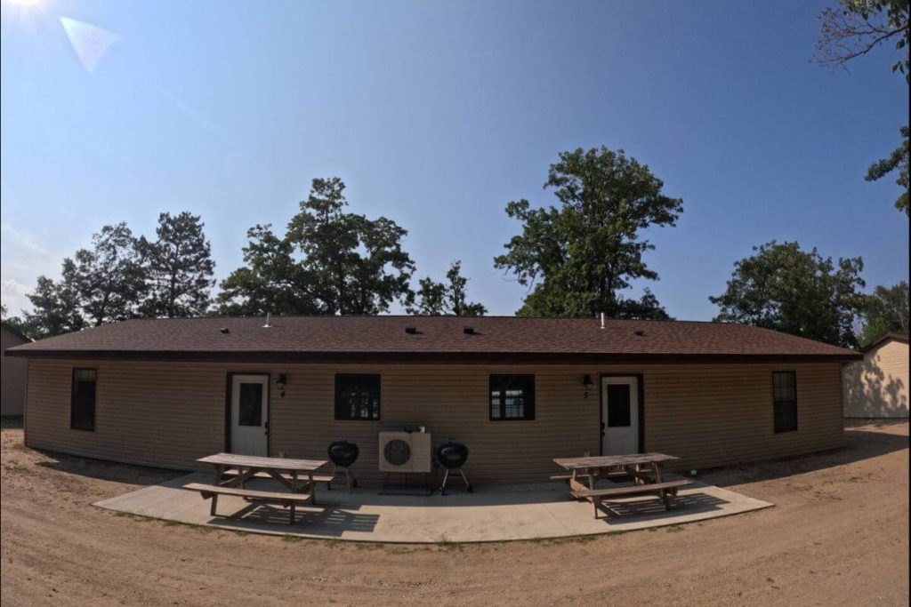Cabin #5 - Front Exterior with Picnic Table and Weber Charcoal Grill