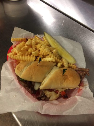 Philly Ribeye Sandwich and Fries Served Fresh at Allens Bay Lodge in Cass Lake MN